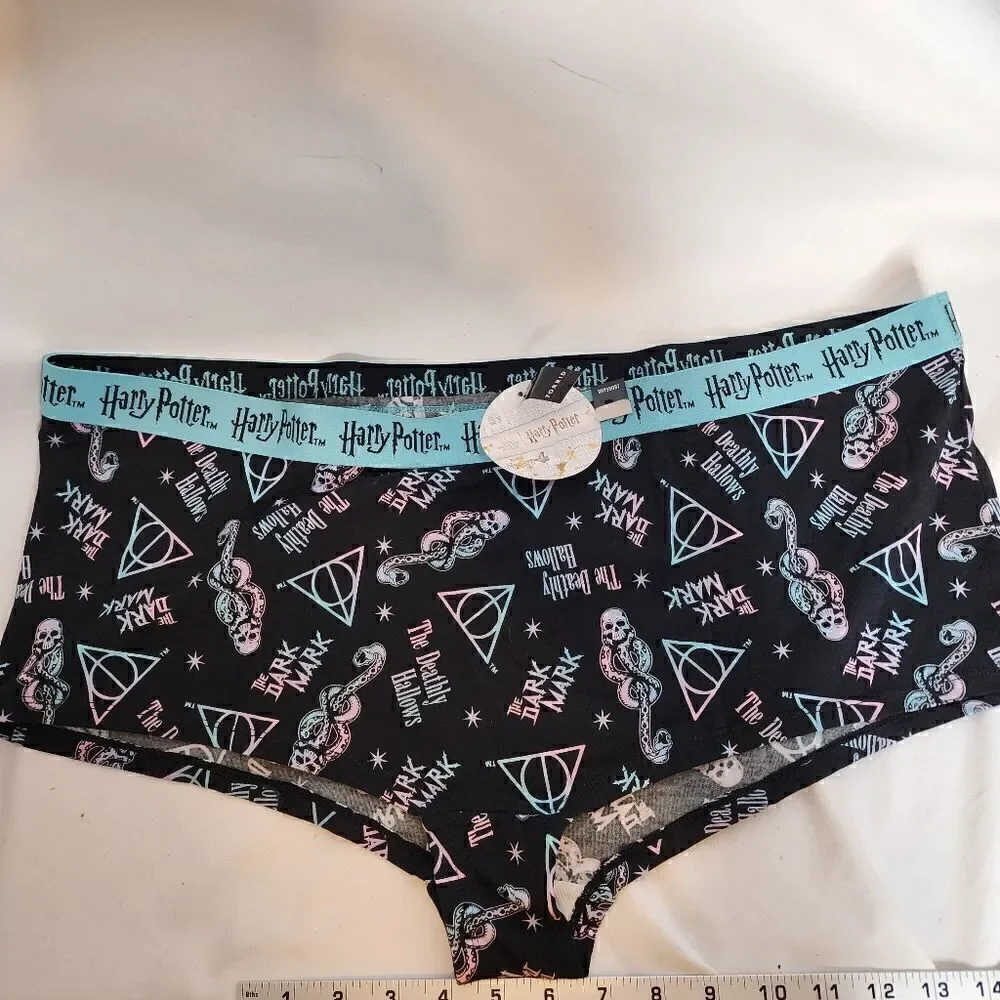 5X 28W Torrid Black Blue Harry Potter Boyshort Panty Deathly Hallows Snake Skull